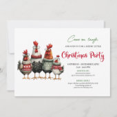 Whimsical Chickens Festive Cartoon Party Invite 招待状 (正面)