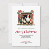 Whimsical Chickens Funny Christmas Greeting Card シーズンカード (正面)