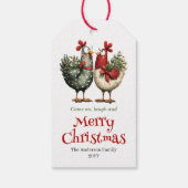 Whimsical chickens gift tag funny holiday design ギフトタグ (裏面)