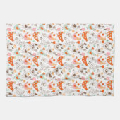 Whimsical Chickens Hens Cute Bird Pattern キッチンタオル (横)