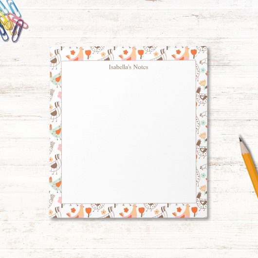 Whimsical Chickens Hens Cute Birds ノートパッド