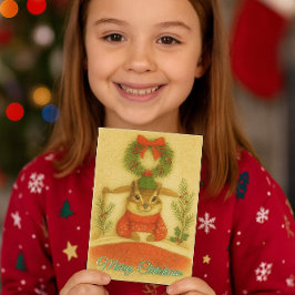 Whimsical  Chipmunk Christmas Greeting Card シーズンカード