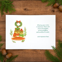 Whimsical Chipmunk Christmas Greeting Card シーズンカード