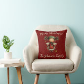 Whimsical Christmas Angel Red Holiday Decor クッション (椅子)