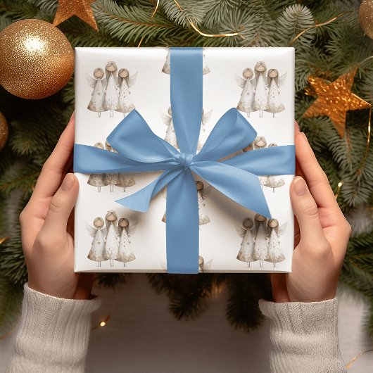 Whimsical Christmas Angels Wrapping Paper ラッピングペーパー