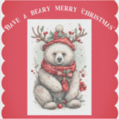 Whimsical Christmas Bear Quote Playful Quirky Cute シール (正面)