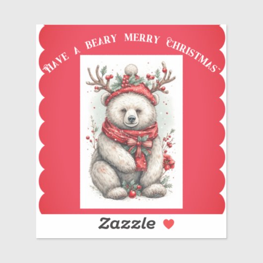 Whimsical Christmas Bear Quote Playful Quirky Cute シール (シート)