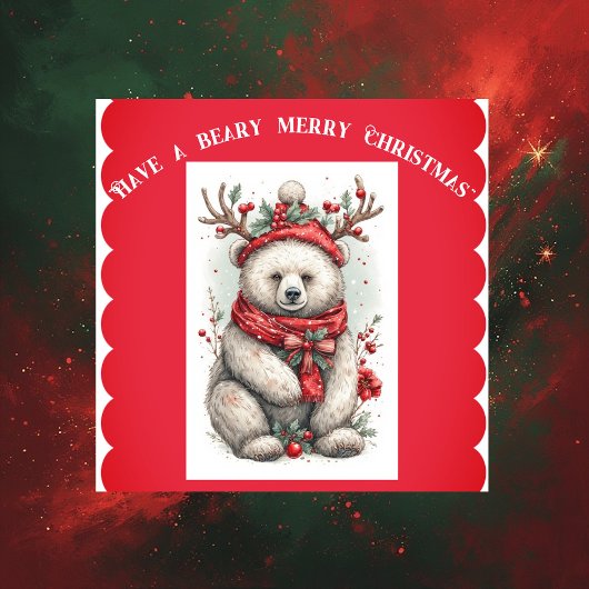 Whimsical Christmas Bear Quote Playful Quirky Cute シール