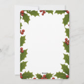 Whimsical Christmas Bell & Holly Photo シーズンカード (裏面)