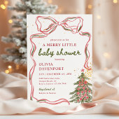 Whimsical Christmas Bow Merry Little Baby Shower 招待状