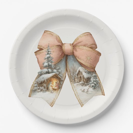 Whimsical Christmas Bow Paper Plates ペーパープレート (正面)