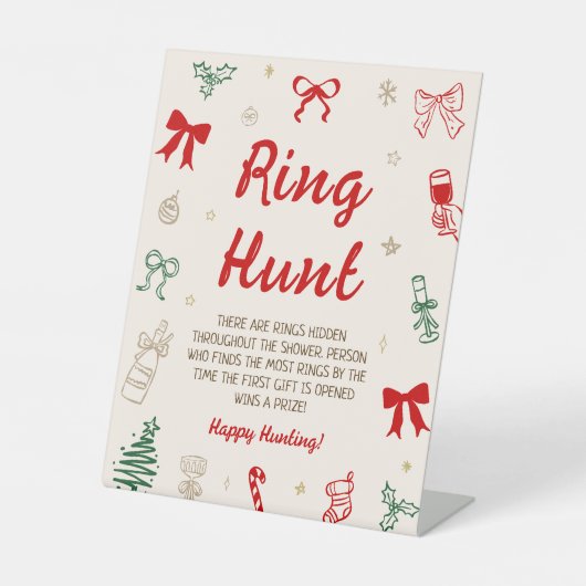Whimsical Christmas Bridal Shower Ring Hunt Game 台座サイン (正面)