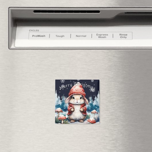 Whimsical Christmas Bunny マグネット (インサイチュ (食洗機))