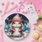 Whimsical Christmas Bunny Holiday Party ペーパープレート (パーティー)