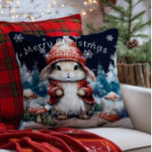 Whimsical Christmas Bunny Personalized クッション