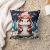 Whimsical Christmas Bunny Personalized クッション (ブランケット)