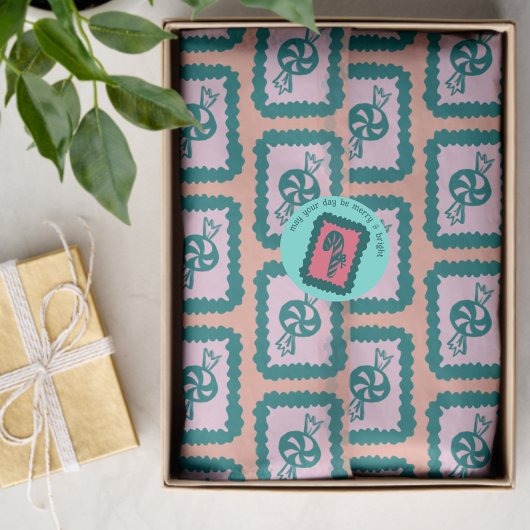 Whimsical Christmas Candy Cute Bright Holiday 薄葉紙