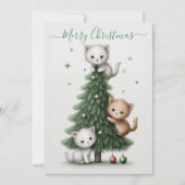 Whimsical Christmas Card with Cartoon Kittens  シーズンカード (正面)