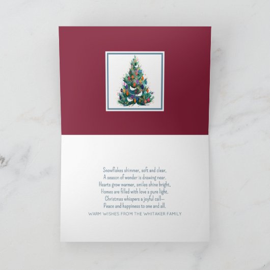 Whimsical Christmas card with cut paper design カード (内部)