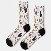 Whimsical Christmas Cat Pattern Socks ソックス (左)