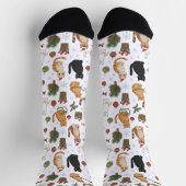 Whimsical Christmas Cat Pattern Socks ソックス (上部)