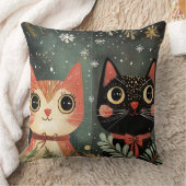 Whimsical Christmas Cat Pillow – Vintage Winter クッション (ブランケット)