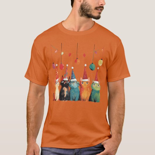 Whimsical Christmas Cats family Tシャツ (正面)