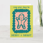 Whimsical Christmas Cookie Merry & Bright Holiday カード (正面)