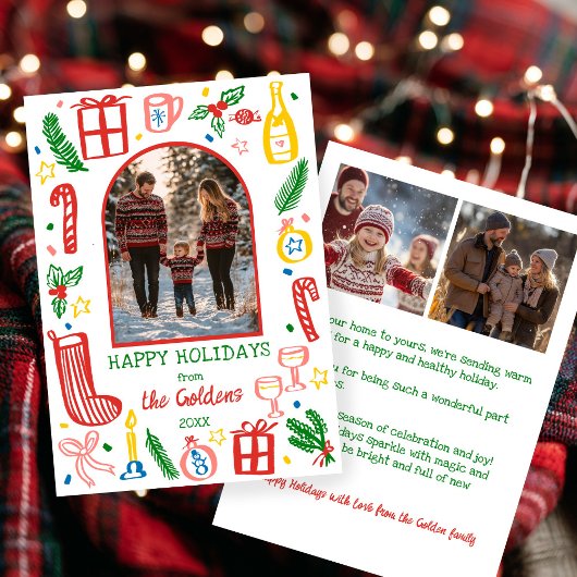 Whimsical Christmas Cute Custom Arch 3 PHOTO シーズンカード