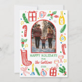 Whimsical Christmas Cute Custom Arch 3 PHOTO シーズンカード (正面)