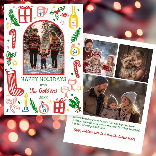 Whimsical Christmas  Cute Custom Arch 4 PHOTO  シーズンカード