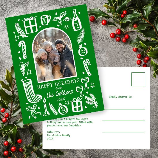 Whimsical Christmas Cute Custom Arch PHOTO シーズンポストカード