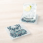 Whimsical Christmas Deer Vector Clipart - Festive ガラスコースター (アングル)