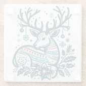 Whimsical Christmas Deer Vector Clipart - Festive ガラスコースター (裏面)