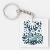 Whimsical Christmas Deer Vector Clipart - Festive キーホルダー (正面)