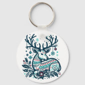 Whimsical Christmas Deer Vector Clipart - Festive キーホルダー (正面)