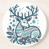 Whimsical Christmas Deer Vector Clipart - Festive コースター (正面)