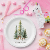Whimsical Christmas Deers in Forest Paper Plates ペーパープレート (パーティー)