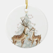 Whimsical Christmas Deers Ornament セラミックオーナメント (正面)