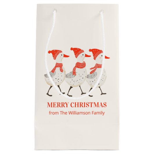 Whimsical Christmas Ducks Custom Christmas スモールペーパーバッグ (正面)