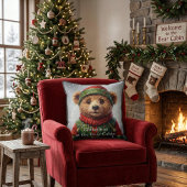 Whimsical Christmas Elf Teddy Bear Folklore クッション