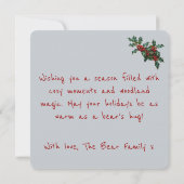 Whimsical Christmas Elf Teddy Bear Painterly Style シーズンカード (裏面)