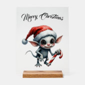 Whimsical Christmas Elf with Candy Cane アクリルサイン (正面)