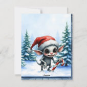 Whimsical Christmas Elf with Candy Cane.  シーズンカード (裏面)