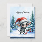 Whimsical Christmas Elf with Candy Cane.  シーズンカード (正面)