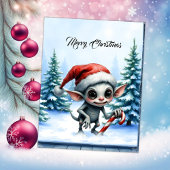 Whimsical Christmas Elf with Candy Cane. シーズンカード