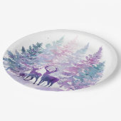 Whimsical Christmas Forest Deers Paper Plates ペーパープレート (アングル)