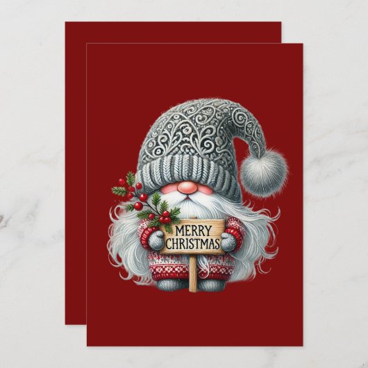 🎅 Whimsical Christmas Gnome シーズンカード (正面/裏面)
