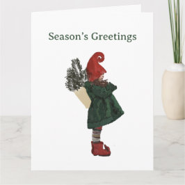 Whimsical Christmas Gnome Card – Festive Greeting カード