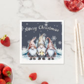 Whimsical Christmas Gnome Family Party スタンダードカクテルナプキン (インサイチュ)